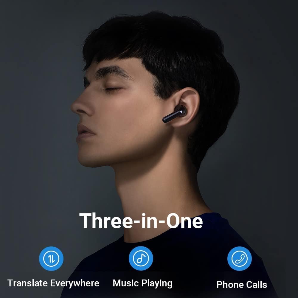 M3 3-In-1 Language Translator Earbuds, Real-Time Translation in 43 Languages and 96 Accents, Offline Translator, No Subscription, Two-Way Voice Translator for Travel and Business