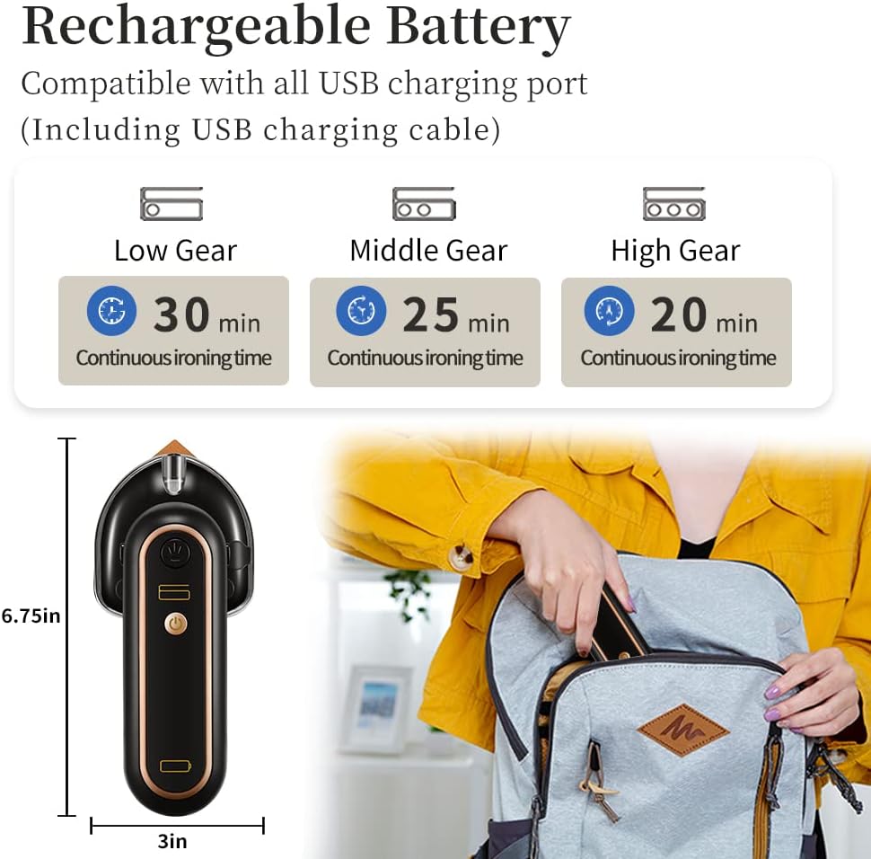 Cordless Mini Iron for Clothes Rechargeable 