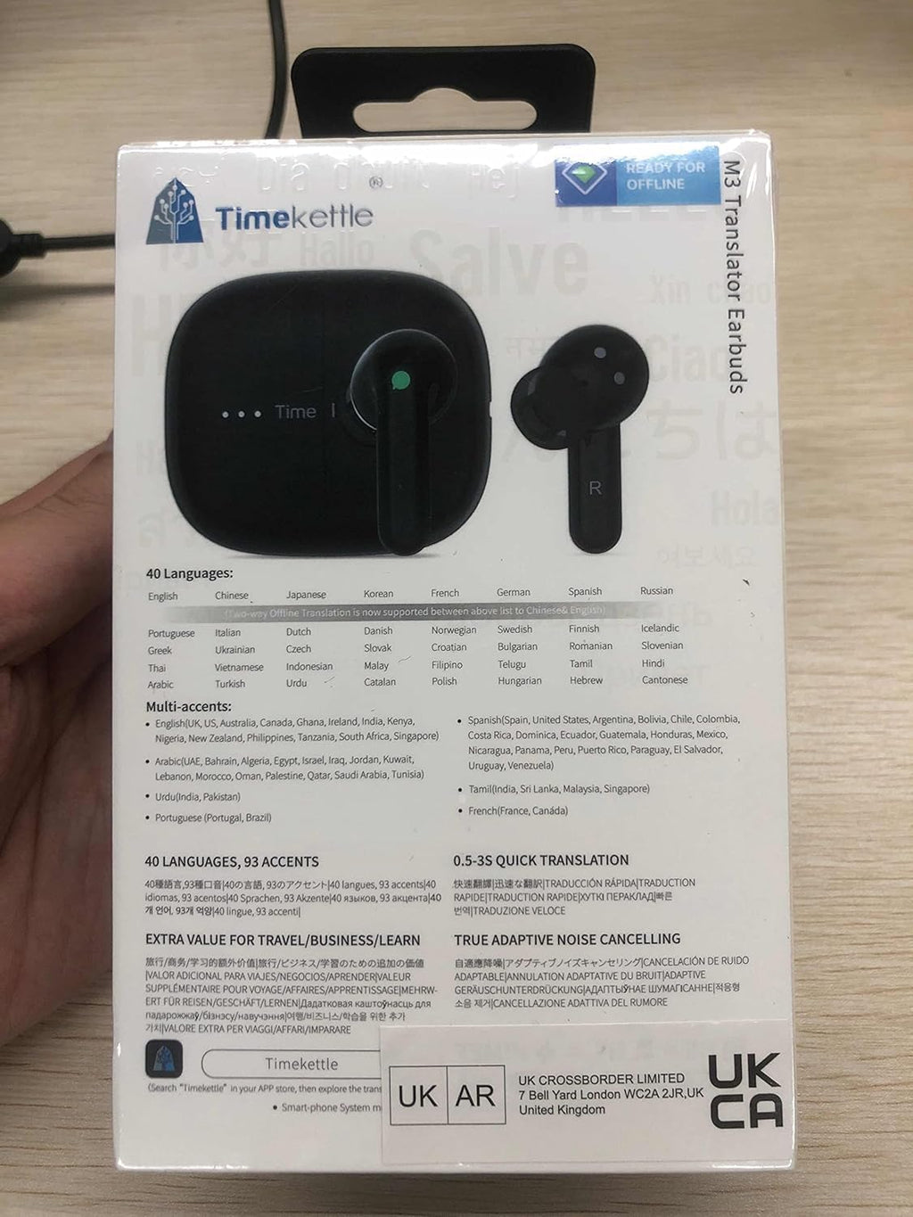 M3 3-In-1 Language Translator Earbuds, Real-Time Translation in 43 Languages and 96 Accents, Offline Translator, No Subscription, Two-Way Voice Translator for Travel and Business