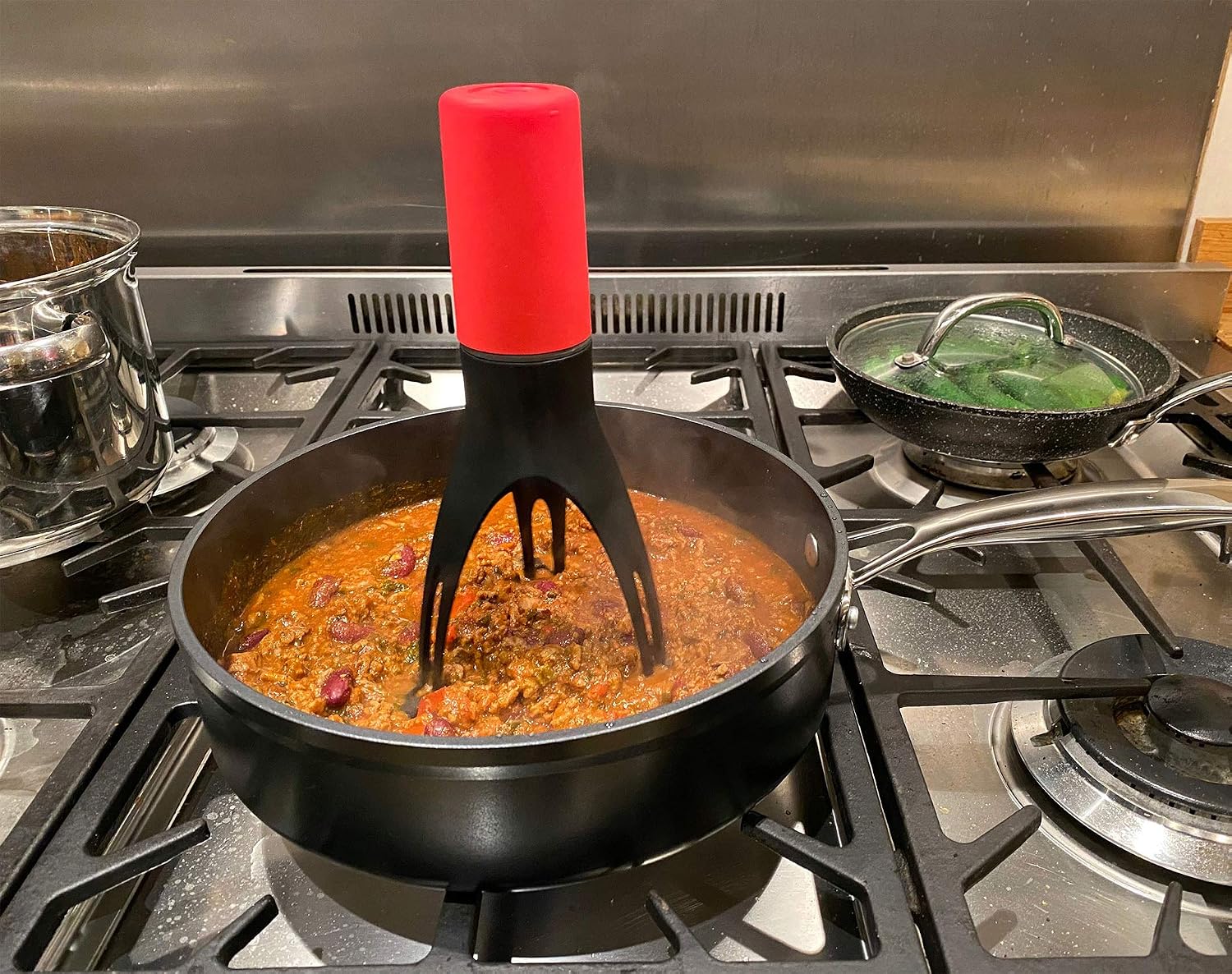Stirr - the Unique Automatic Pan Stirrer - with LED Speed Indicator, Red