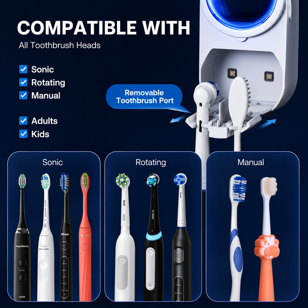 UV light Toothbrush Holder (Wall-Mounted)