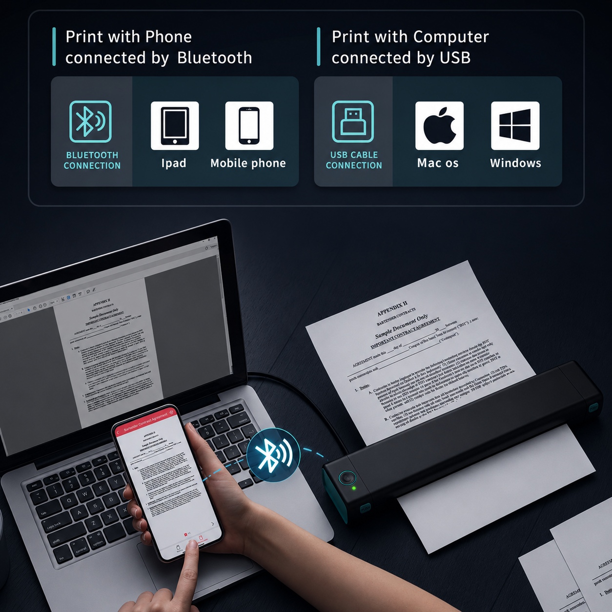 Wireless A4 Portable Printer - with bluetooth connection